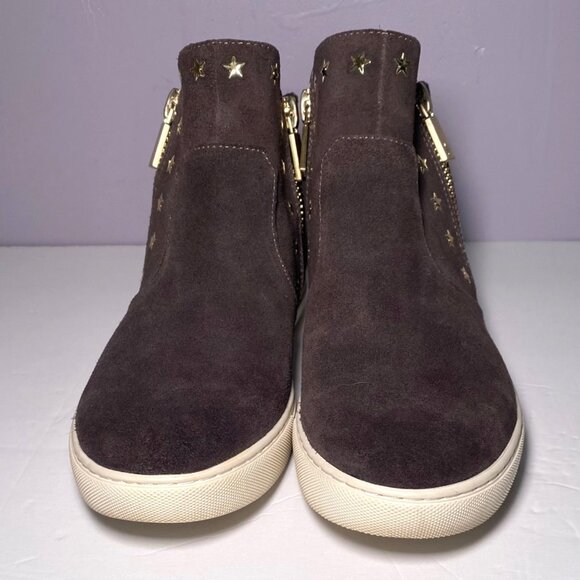 Kenneth Cole Suede Star Embellished Ankle Sneakers Side Zippers Casual Comfort - Picture 2 of 6